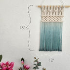 Ombre handmade Teal Macrame wall hanging, Bohemian Wall decor, Dip dyed wall tapestry, Beautiful natural cotton art piece with wooden dowel (Purple) - color: Purple