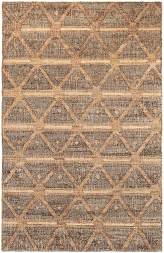 Dash and Albert Rumi Jute Area Rug - 5' x 8' Brown Geometric Handwoven Accent Rug - Durable, Eco-Friendly, High Traffic Area Hallway, Living Room, Stairs - color: Rumi Brown, size: 5' x 8' (Rectangular)