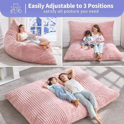 Hobestluk Bean Bag Chairs Bean Bag Floor Cushion, Bean Bag Chair for Adults Beanbag Lounger for Living Room Bedroom or Playroom - color: Pink