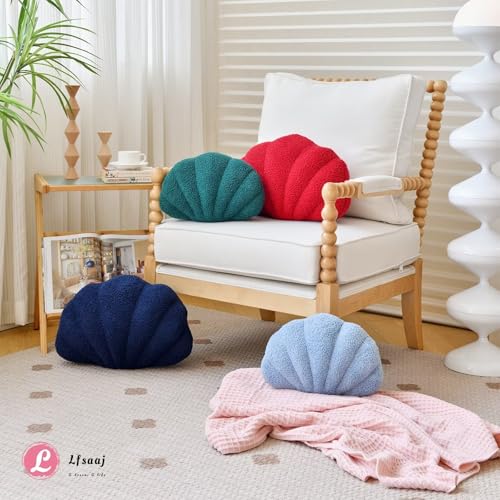 Lfsaaj Dusty Blue Seashell Throw Pillows, Shell Shaped Throw Pillows, 13 Inch Soft Home Decorative Pillow Plush Cushion for Bed Couch Living Sofa Room Decor Accent Throw Pillow - color: Dusty Blue, size: Small-13Inch