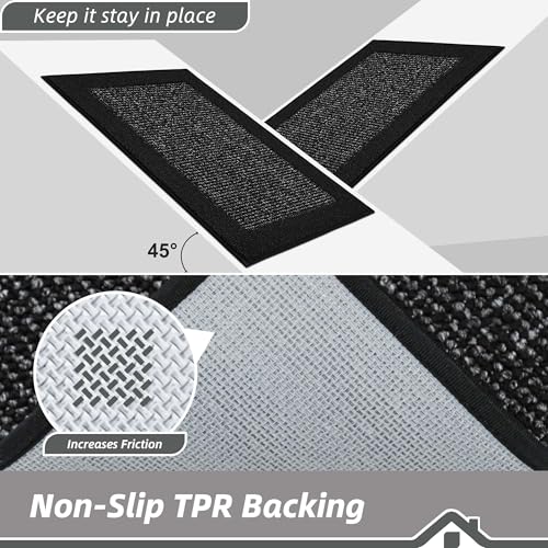 BEQHAUSE Indoor Door Mat 24" x 60", Dirt Trapper Door Mats Non-Slip Entryway Rugs Washable, Trap Dirt Absorbent Welcome Mat, Low Profile Floor Mats for Front Back Door and Entryway, Black - color: Black, size: 24" X 60" (Rectangular)