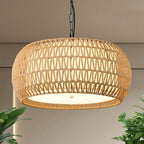 19 Inch Boho Chandeliers for Dining Room 5-Lights Farmhouse Light Fixtures Large Pendant Light Hand Woven Dining Table Light Fixture Rattan Hanging Lamp for Kitchen Island - size: 19 Inch