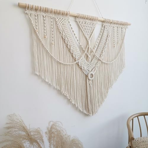 Achart Macrame Wall Hanging Large- Boho Wall Decor- large wall art- Wall Decor Living Room- Macrame Tapestry Boho Decor for Bedroom (Triangle) - color: Triangle