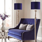 GO&SO Dark Blue Velvet Drum Lamp Shade Set of 2 Medium 13" Top x 13" Bottom x 10" High(Spider) Modern Lamp Shades for Table Lamps & Bedside Lamp Replacement Lampshade Required Assembly - color: Blue, size: 13*13*10 inch-2 Pack