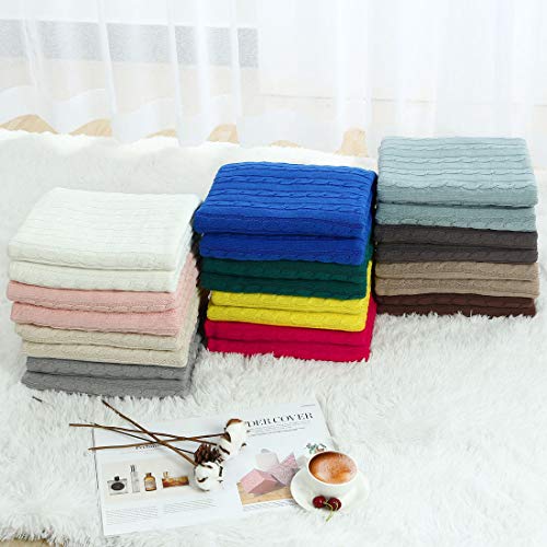 uxcell Cotton Cable Knit Throw Blanket Soft Throw Couch Covers Knitted Blankets for Sofa Bed, Yellow-Green Throw(47" x 70") - color: Yellow-green, size: Throw (47" *78")