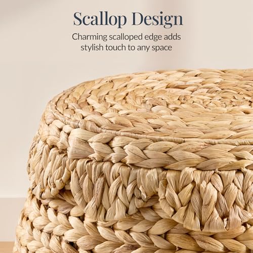 Best Choice Products Scalloped Multipurpose Hyacinth Storage Basket, Plant Décor, Handwoven Organizer Tote for Bedroom, Living Room, Nursey, w/Lid - Natural - color: Scallop, Natural