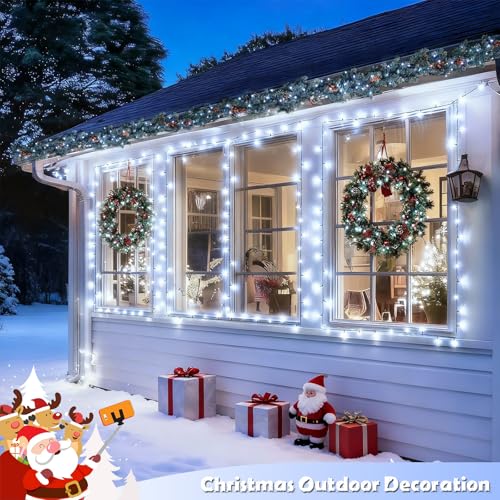 JMEXSUSS 2 Pack Solar String Lights Outdoor Waterproof, Total 66 FT 200 LED Solar Christmas Lights Outdoor, Twinkle Light for Christmas Tree Outside Garden Yard Xmas Decor, White - color: White, size: 100LED*2