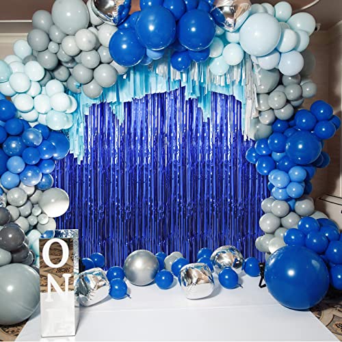 Crosize 2 Pack 3.3 x 9.9 ft Dark Blue Foil Fringe Curtains Party Decorations, Blue Tinsel Curtain Backdrop for Parties, Door Streamers, Glitter Streamer Fringe Backdrop for Birthday Decoration - color: Dark Blue, size: 2 Pack