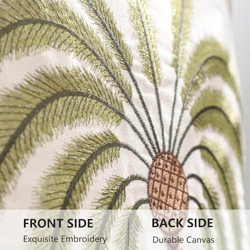 LUOYEHK Palm Tree Pillow Covers 18X18 Inch Set of 2 Tropical Plant Throw Pillow Covers with Jute Rope Summer Embroidered Pillowcase Square Decorative Cushion Covers for Couch Sofa Bed Home Decor - color: Green Palm Tree