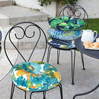 LVTXIII Outdoor Bistro Chair Cushions, 15"x15"x4" Round Patio Chair Cushions, All Weather Tufted Seat Cushions for Patio Furniture Use, Set of 2, Hanalei Lagoon - color: Hanalei Lagoon