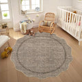 GarveeHome Scalloped Washable Round Rugs, Non-Slip Soft Round Rug 4ft Ultra-Thin, Small Boho Circle Stain Resistant Low Pile Carpet for Entryway Kitchen Bedroom Nursery Bathroom, Brown - color: Taupe, size: 4' (Round)