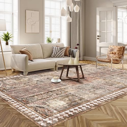 YARNSCAPE Vintage 3' x 5 ' Washable Area Rug - Stylish Indoor Rug for Living, Dining or Bedroom - Lightweight Carpet with Non-Slip Backing - Foldable for Easy Placement and Maintenance - Ivory - color: Vintage-ivory, size: 3' x 5' (Rectangular)