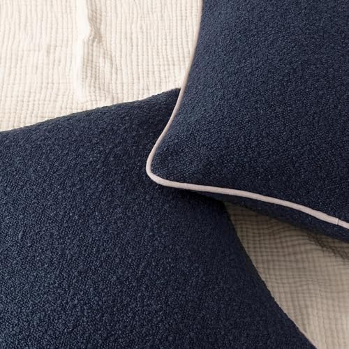 Amazon Basics Boucle Throw Pillow Covers for Couch, Living Room, Home Decor with Hidden Zipper, Blue, 22×22in, Pack of 2 - color: Blue, size: 22" x 22" (Pack of 2)