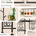 GIOTORENT Plant Stand Indoor Outdoor, 4-Tier Heavy Duty Metal Shelves, Display up to 17 Multiple Plants, Tall Plant Holder with Plant Hanger, Suit for Patio Living Room Garden Balcony, 5 Hooks, Black - size: B-4Tier-Hanger