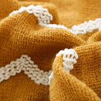 BOURINA Fluffy Chenille Knitted Fringe Throw Blanket Lightweight Soft Cozy for Bed Sofa Chair Throw Blankets, 60" x 80",Mustard - color: A-mustard, size: 60"×80"