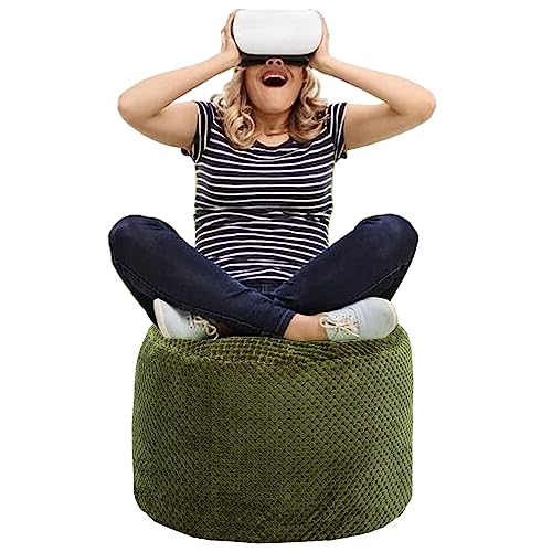 Asuprui Pouf Ottoman Unstuffed Ottoman Foot Rest No Filler Soft Faux Fur Foot Stool 20x20x12 Inches Fuzzy Chair Floor Pouf Chair with Storage for Living Room Bedroom Green - color: Olive Green