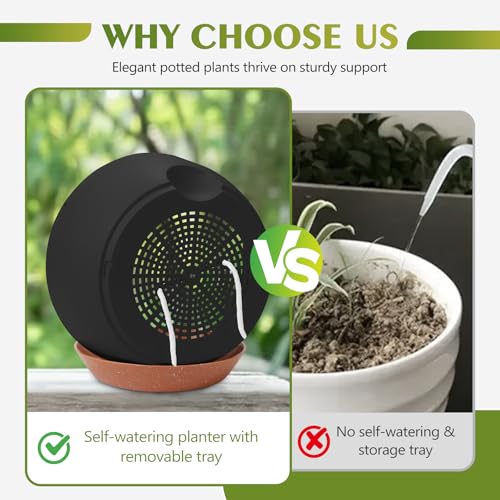 GARDIFE Hanging Planters for Indoor Outdoor Plants, 2 Pack Self Watering Hanging Pot with Drainage Holes & Removable Tray (Black, 10 inch) - color: Black, size: 10 inch