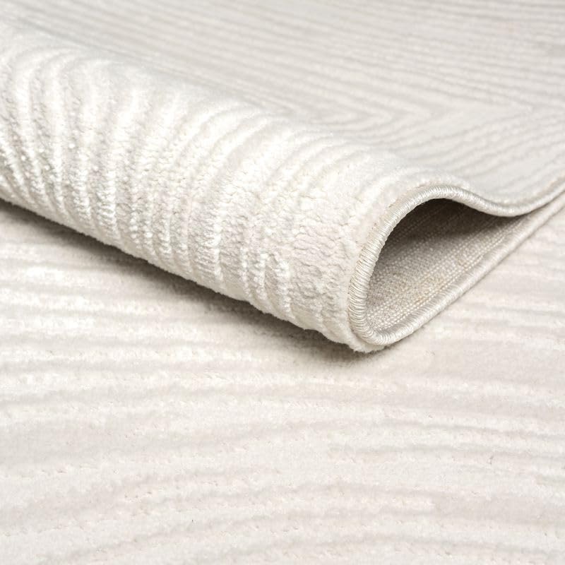 Abani Zen 2' x 3' Cream Rug – Neutral Layered Wavy Borders Pattern, Small Soft Accent Rug for Entryway & Bedroom, Durable & Easy to Clean - size: 2' x 3'