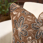Yangest Flower Pillow Cover 20 x 20 Inches, Nature Chenille Square Throw Pillow Cover Soft Luxury Neutral Accent Couch Pillow Cover for Living Room Bedroom, Coffee Brown - color: Coffee Brown, size: 20" x 20" (Pack of 1)