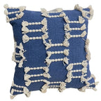 Bohemian Pillow Covers 18x18 Inch Square Modern Rustic Throw Pillow Covers with Tufted Accents for Living Room, Bedroom, Couch, (Blue) - color: Blue