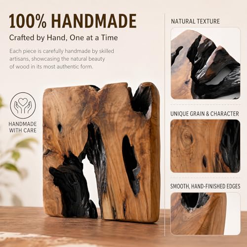 BOTALEGRE 4-Piece Cedar Wood Wall Art Set, Rustic Abstract Wall Decor for Home