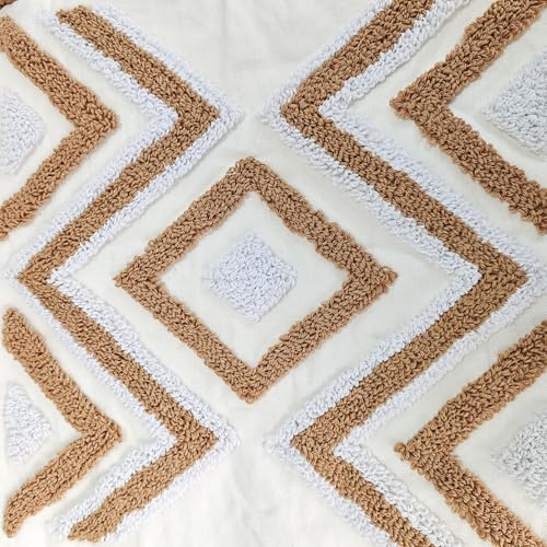 Andreannie Pack of 2 Boho Tufting Throw Pillow Cover Embroidered Textured Cushion Cover with Tassels Soft Home Decororative for Couch Sofa 18x18 inch (Brown) - color: Brown