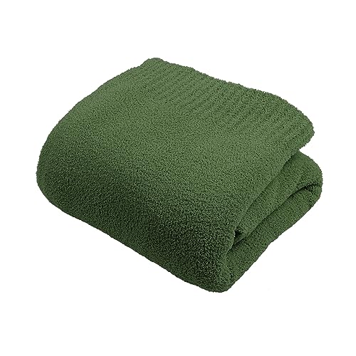 JOOJA Dark Green Blanket Warm Queen Size Fuzzy Knitted Oversized Luxury Bed Blankets, Soft Throw for Bed, Lightweight Plush for Cozy Nights (Dark Green, 90x90) - color: Dark Green, size: 90x90