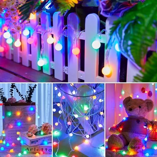 Globe String Lights Battery Operated - 21 Feet 60 Led Twinkle Fairy Lights, 8 Modes with Remote Mini Globe Lights for Indoor Outdoor Bedroom Party Wedding Garden Christmas Tree Decor, Multicolor - color: Multicolor, size: 1 Pack