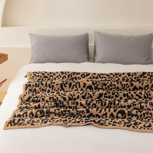 MH MYLUNE HOME Micro Plush Microfiber Polyester Blanket (71x78 inch, Brown) Ultra Soft & Warm Reversible Leopard Pattern Blanket for Sofa Couch Bed, Extra Large - color: Leopard Brown, size: 71"x78" - 550 GSM