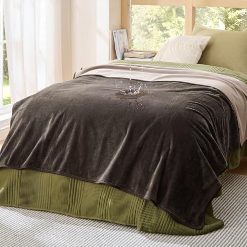 Bedsure Waterproof Blanket for Bed Twin Size 60"x80"- Soft Flannel Fleece Couch Cover Throw Blanket for Large Dogs Pet Leakproof Protector for for Camping, Travel, Coffee Brown - color: Coffee Brown, size: Twin(60x80")