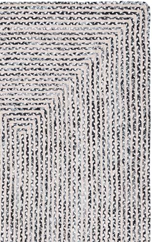 SAFAVIEH Braided Collection Area Rug - 4' Square, Black & Navy, Handmade Cotton, Ideal for Living Room, Bedroom, Dining Space (BRD260N) - color: Black/Navy, size: 4' x 4' (Square)