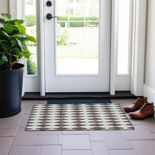 Addison Rugs Chantille ACN578 Brown 1'8" x 2'6" Indoor Outdoor Area Rug, Easy Clean, Machine Washable, Non Shedding, Bedroom, Living Room, Dining Room, Kitchen, Patio Rug - color: Brown, size: 1'8" x 2'6" (Rectangular)