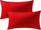 Lumbar Pillow Covers 12x20 Christmas Red: Pack of 2 Cozy Soft Velvet Rectangular Modern Luxury Decorative Throw Pillow Cases for Sofa Couch Living Room Bed Home Decor