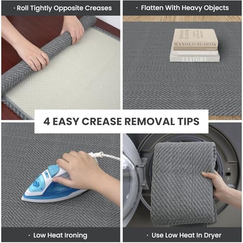 IOHOUZE Small Area Rug 2x3 Washable Woven Rugs for Entryway Non Slip Rubber Backed Front Door Rugs Indoor Doormat Throw Rug Floor Carpet for Entrance Kitchen, Charcoal/Dark Grey - color: Charcoal/Dark Grey, size: 2' x 3' (Rectangular)