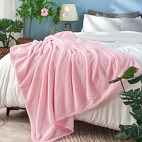 inhand Super Soft Pink Cute Throw Blanket, Cozy Plush Fleece Blanket Throw Size, Washable Lightweight Flannel Blankets Throw for All Season(50”x60”, Baby Pink) - color: Baby Pink, size: Throw/Travel-50x60 IN