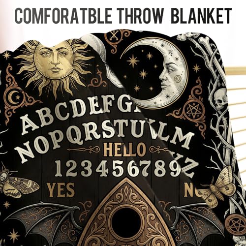 Levens Ouija Board Throw Blanket - Lightweight Soft Cozy Flannel Lap Blankets for Napping- Moody Decor for Couch Sofa Bed 50"x60" - Gothic/Witchy/Birthday Gifts for Occult Fans Women Men Teens - color: Ouija Board, size: 50"x60"