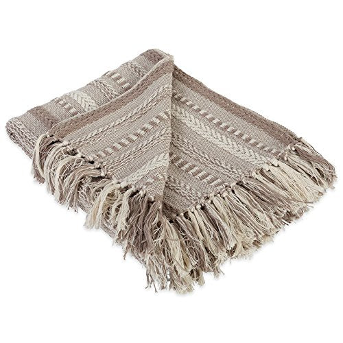 DII Braided Striped Decorative Throw Blanket, 50x60, Stone - color: Stone