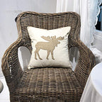 Embroidered Throw Pillow Covers Moose Pattren 18x18 Inches for Living Room Cotton Cushions Covers (Khaki) - color: Moose-khaki