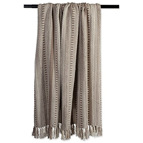 DII Braided Striped Decorative Throw Blanket, 50x60, Stone - color: Stone