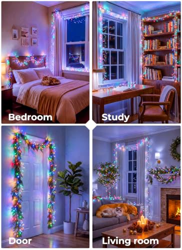 Flowing Fairy Lights Plug in with 14 Modes, 10FT 388LED Twinkle String Lights Indoor, Christmas Tree Lights Indoor Waterproof for Bedroom Christmas Home Room Decor, Multicolor - color: Multicolor, size: Flowing - 1pc