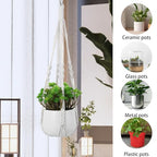 White Macrame Plant Hanger Set, 2 Pack Boho Hanging Plant Holder, Plants Hanger for Indoor Outdoor Home Decoration, 21 Inchs Braided Cotton Hanging Planters for Indoor Plants, No Tassels