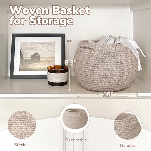 Goodpick Baby Basket for Nursery, Woven Basket for Home Décor, Round Wicker Baskets for Toy Storage, Diaper Caddy Organizer for Nursery Playroom, Jute, 10"D x 8.3"H - color: Light Brown, size: 10"D x 8.3"H