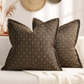 ZWJD Pillow Covers 18x18 Set of 2 Soft Polyester Textured Pillow Covers with Stylish Flange Edge Cozy Farmhouse Throw Pillows for Couch Bed Sofa Living Room - color: Dark Coffee, size: 18" x 18" (Pack of 2)