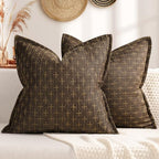 ZWJD Pillow Covers 16x16 Set of 2 Soft Polyester Textured Pillow Covers with Stylish Flange Edge Cozy Farmhouse Throw Pillows for Couch Bed Sofa Living Room - color: Dark Coffee, size: 16" x 16" (Pack of 2)