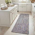 SAFAVIEH Cape Cod Collection Runner Rug - 2'3" x 9', Blue & Natural Brown, Handmade Jute & Cotton, Woven Braided Design (CAP202M) - color: Blue/Natural, size: 2'3" x 9' (Runner)