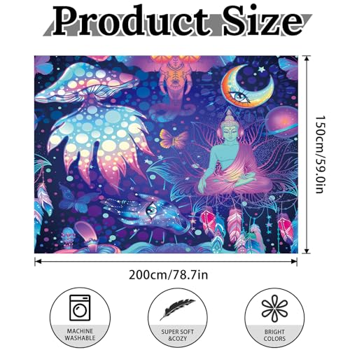 Fantasy Abstract Tapestry Wall Hanging for Bedroom Living Room Mystical Home Decor - color: Buddha Statue, size: 78.7"L x 59.1"W