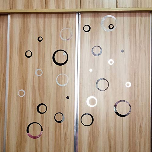 24 Pieces Removable Acrylic Mirrors Wall Decal Sticker for Living Room Bedroom Home Decor DIY Circle Wall Decoration Black and Silver - color: 24pcs Circle(black+ Silver)