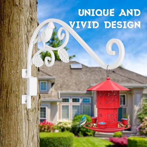 Outdoor Plant Hangers, 2 Pack 15.15 inch Swivel Plant Hooks for Wall Sturdy Wrought Iron Plant Hangers Outdoor, Hanging Plant Bracket Heavy Duty for Bird Feeders, Planters, Lanterns, Wind Chime,White - color: White - 2 Pack