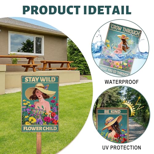 4PCS Vintage Tin Metal Sign, Boho Inspirational Wall Art Signs Decor, Hippie Metal Poster Retro Signs for Gifts Women Office Bedroom Kitchen Living Room Cafes Bar Public 8x12 Inch (Tin Sign05) - color: Tin Sign05