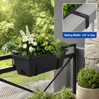 CADUKE Railing Planter Box 4 Pack Window Boxes Planter with Adjustable Brackets 16.9 Inches Deck Railing Hanging Flower Boxes Black Balcony Planters Fence Hanging Planters for Outdoor - color: Black
